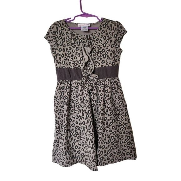 American Girl Sweet Savannah‎ Tan Leopard Print Dress size 10 Girls Ruffle - Picture 2 of 7